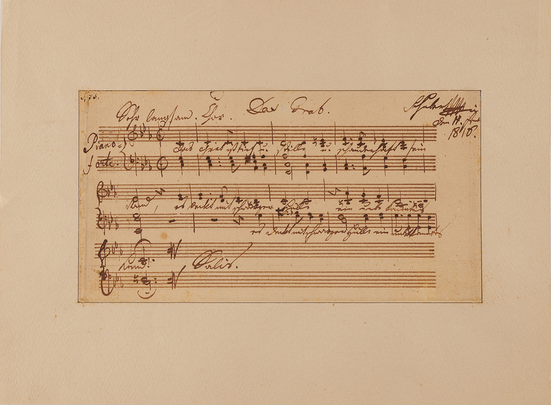 Lot 404 Franz Schubert Rare Autograph Musical Manuscript Signed for 'Das Grab,' D.377 - A 'Lost' Meditation on the Grave