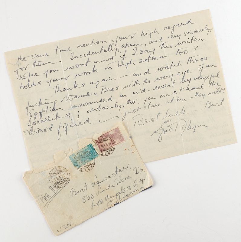 Lot 514 Errol Flynn Autograph Letter Signed to Burt Lancaster: 