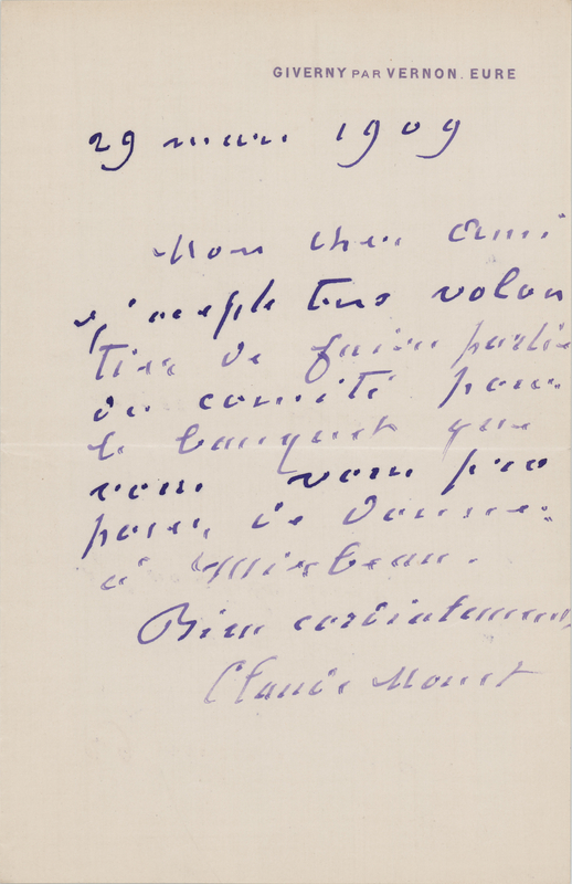 Lot 248 Claude Monet Autograph Letter Signed