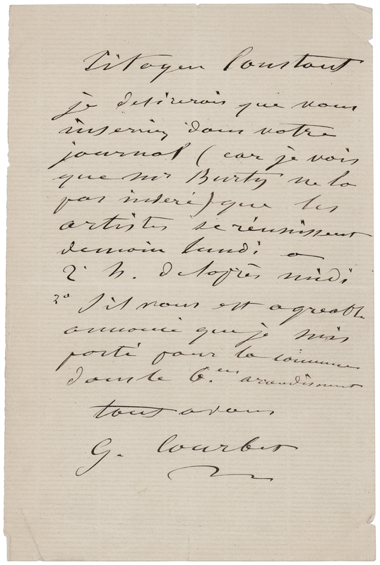 Lot 237 Gustave Courbet Autograph Letter Signed