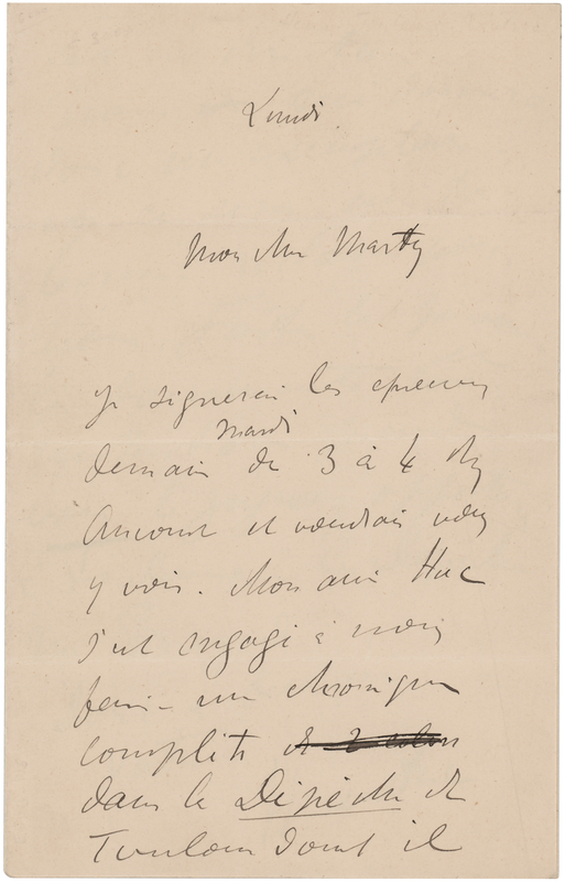 Lot 254 Henri de Toulouse-Lautrec Autograph Letter Signed