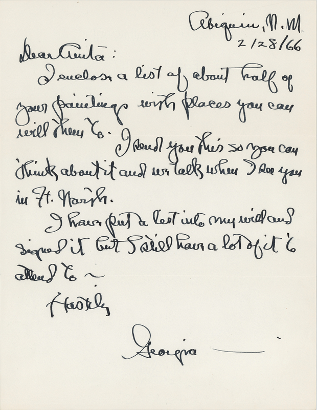 Lot 283 Georgia O'Keeffe Autograph Letter Signed