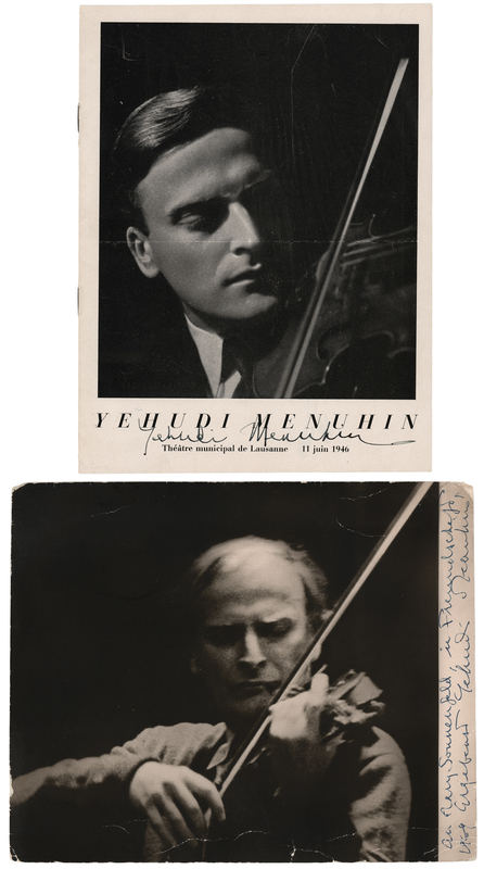 Lot 440 Yehudi Menuhin Signed Photograph and Signed Program