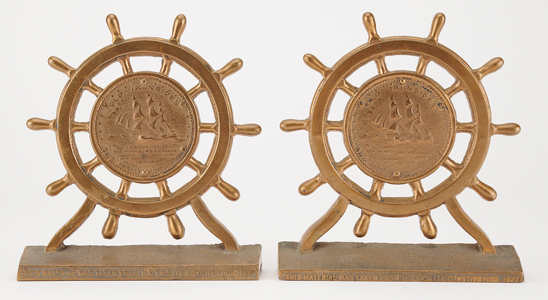 Lot 186 USS Constitution 1927 Restoration Relic (2) Bronze Bookends