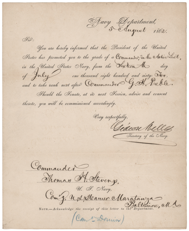 Lot 167 Gideon Welles Civil War-Dated Document Signed