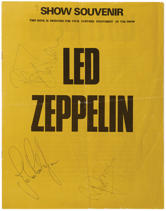 Lot 430 Led Zeppelin 1973 UK Winter Program Signed by Page, Plant, and Jones