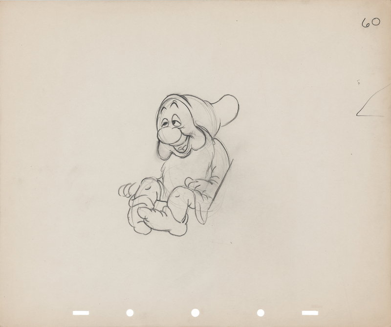 Lot 320 Sleepy production drawing from Snow White and the Seven Dwarfs