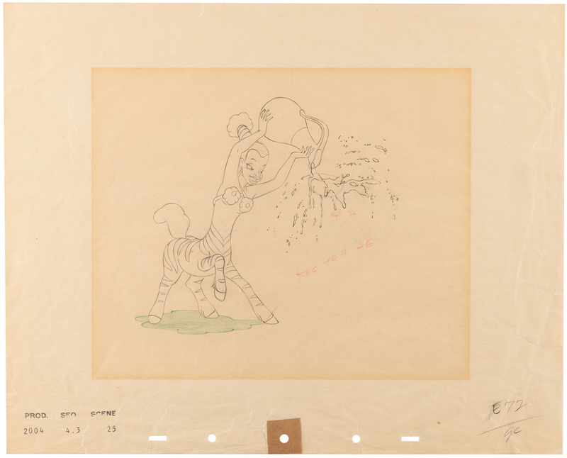 Lot 307 Zebra Centaurette production drawing from Fantasia