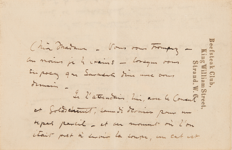 Lot 294 James Abbott McNeill Whistler Autograph Letter Signed