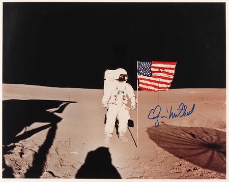 Lot #224 Edgar Mitchell Oversized Signed Photograph - Image 1