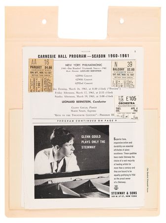 Lot #437 Glenn Gould Signed Program Page, Ticket Stubs, and Ephemera Scrapbook - Image 5