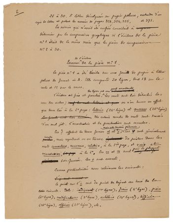 Lot #176 Dreyfus Affair: Etienne Charavay Handwritten Manuscript and Graphological Notes from the 1894 Dreyfus Affair Court-Martial - Image 3
