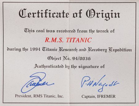 Lot #165 Titanic: Coal Piece Recovered from Wreck Site - Image 4