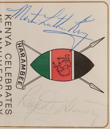 Lot #97 Martin Luther King, Jr. and Ralph Abernathy Signed 'Kenyan Anniversary' Invitation (December 13, 1964) - Three Days After Receiving the Nobel Peace Prize - Image 2