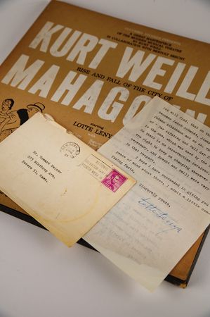 Lot #601 Lotte Lenya Typed Letter Signed on Mahagonny: 