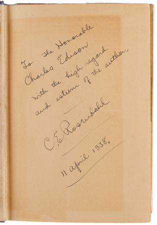 Lot #192 Hindenburg: Charles E. Rosendahl Signed Book - What About the Airship?, Inscribed to Charles Edison - Image 4