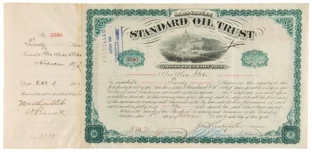 Lot #104 John D. Rockefeller and Henry M. Flagler Signed 'Standard Oil Trust' Stock Certificate - Image 1