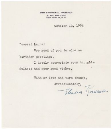 Lot #69 Eleanor Roosevelt Typed Letter Signed - Image 1