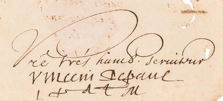 Lot #95 Saint Vincent de Paul Letter Signed, with Autograph Postscript: 