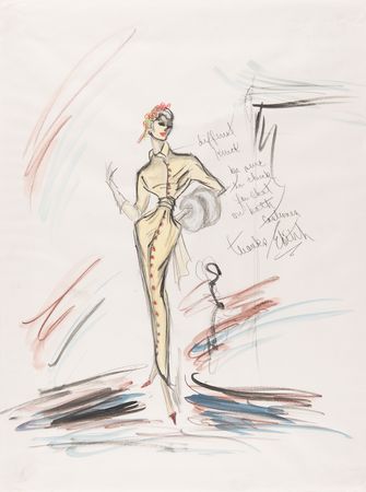 Lot #584 Edith Head Signed Original Costume Sketch for Grace Kelly in To Catch a Thief - Image 1