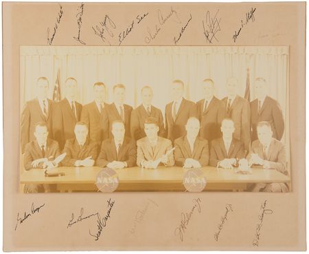 Lot #193 NASA Astronaut Groups 1 and 2 (Mercury 7 and New Nine) Fully Signed Photograph - Image 1