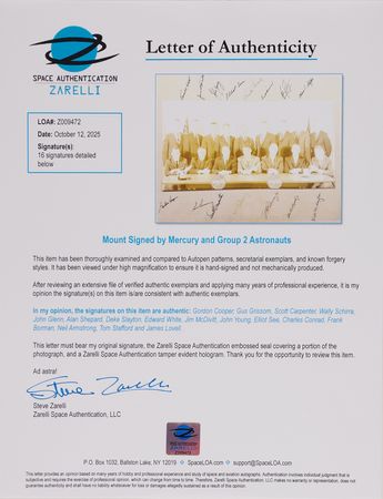 Lot #193 NASA Astronaut Groups 1 and 2 (Mercury 7 and New Nine) Fully Signed Photograph - Image 4