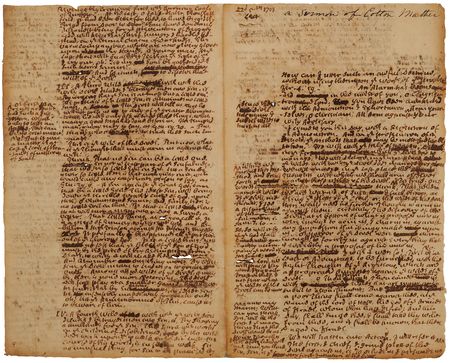 Lot #93 Cotton Mather Handwritten Sermon: 