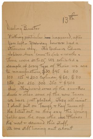 Lot #107 Thomas Edison Autograph Letter Signed on Popular Music: 