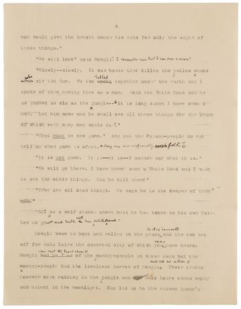 Lot #345 Rudyard Kipling Hand-Corrected Typed Manuscript for 