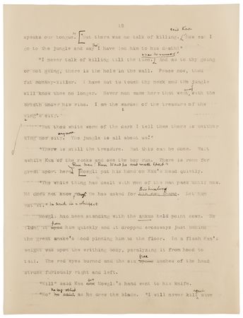 Lot #345 Rudyard Kipling Hand-Corrected Typed Manuscript for 