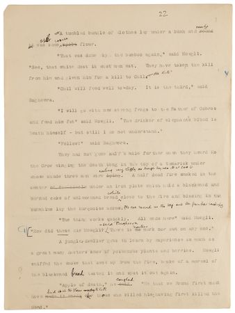 Lot #345 Rudyard Kipling Hand-Corrected Typed Manuscript for 