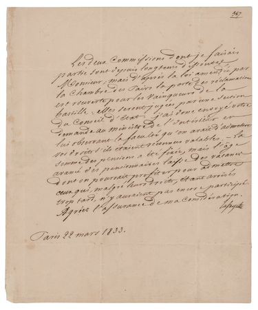 Lot #182 Marquis de Lafayette Letter Signed - Image 1