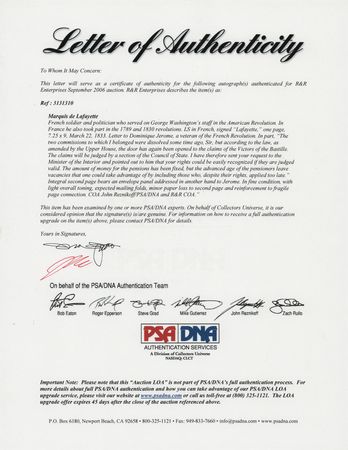 Lot #182 Marquis de Lafayette Letter Signed - Image 2