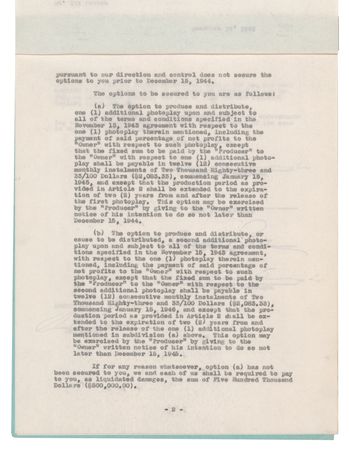 Lot #359 Edgar Rice Burroughs Document Signed for Tarzan Films by RKO - Image 2