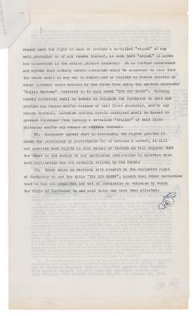 Lot #360 Raymond Chandler Signed Contract for 'The Big Sleep' - Initialed 13 Times! - Image 5
