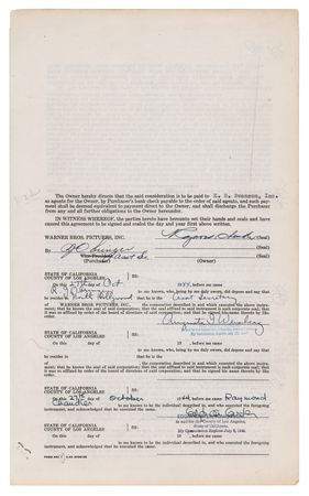 Lot #360 Raymond Chandler Signed Contract for 'The Big Sleep' - Initialed 13 Times! - Image 7