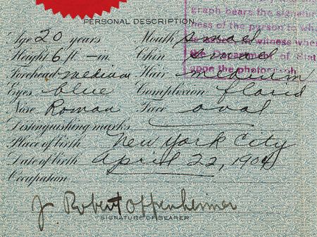 Lot #113 Robert Oppenheimer Historic Twice-Signed U.S. Passport (1924) - The 20-Year-Old Harvard Graduate Travels to Europe to Start His Pivotal Studies at Cambridge and Göttingen - Image 2
