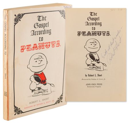 Lot #316 Charles Schulz Signed Sketch of Snoopy in Book - The Gospel According to Peanuts - Image 1