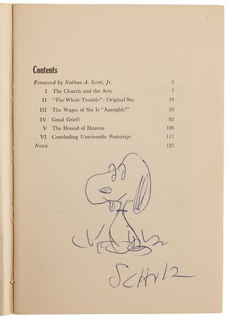 Lot #316 Charles Schulz Signed Sketch of Snoopy in Book - The Gospel According to Peanuts - Image 5