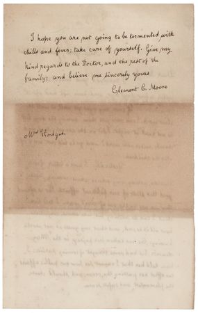 Lot #380 Clement C. Moore Autograph Letter Signed on His Daughter's Political Predictions in 1861: 