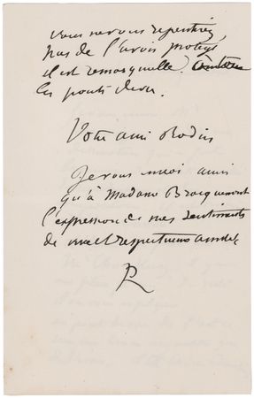 Lot #286 Auguste Rodin Autograph Letter Signed - Image 2