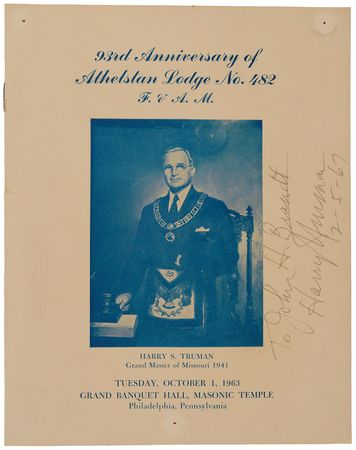 Lot #74 Harry S. Truman Typed Letter Signed and Signed Program - Image 2
