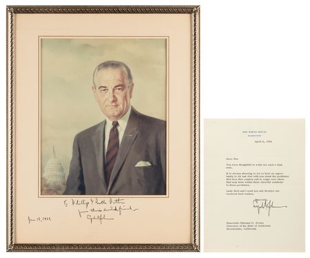 Lot #48 Lyndon B. Johnson (2) Signed Items as President - Typed Letter and Portrait Photograph - Image 2