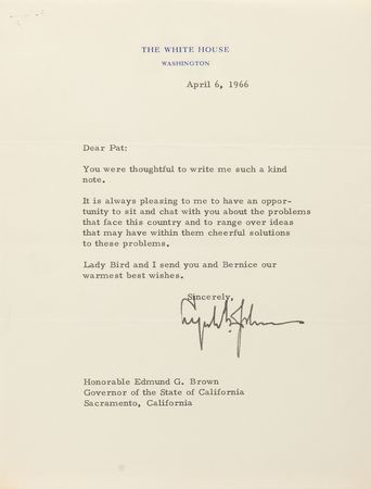 Lot #48 Lyndon B. Johnson (2) Signed Items as President - Typed Letter and Portrait Photograph - Image 5