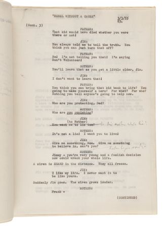 Lot #524 Rebel Without a Cause Archive with (400+) Early Draft Pages and Scenes, Highlighted by (95) Pages of Stewart Stern?s Original Handwritten First Draft Screenplay - Image 21