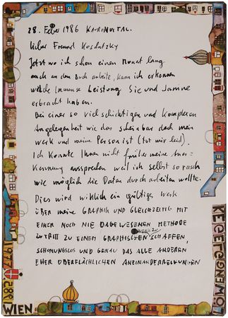 Lot #277 Friedensreich Hundertwasser Autograph Letter Signed to His Editors: 