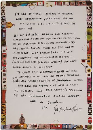 Lot #277 Friedensreich Hundertwasser Autograph Letter Signed to His Editors: 