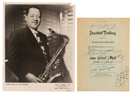 Lot #449 Lester Young and the Birdland All Stars Signed Program and Signed Photograph - Image 1