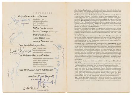 Lot #449 Lester Young and the Birdland All Stars Signed Program and Signed Photograph - Image 2