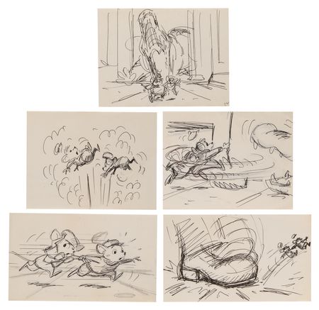 Lot #300 Bernard, Miss Bianca, Madame Medusa, Mr. Snoops, and Brutus and Nero collection of (113) preliminary storyboard drawings from The Rescuers - Image 4